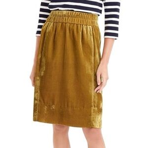 J Crew Crushed‎ Velvet Straight Gold Yellow Skirt Size Sp NWT